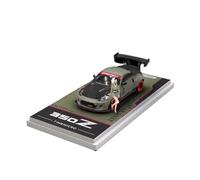 YLQERZ Classique Die Cast Modèle Modèle Réduit Voiture Sport Nissan 350Z À Carrosserie Large Châssis Métal Moulé sous Pression Affichage Acrylique 1/64 Miniature De Collection(Grey 1)