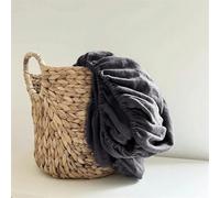 YLREAN Drap-Housse en Lin, Housse de Matelas, Linge de lit de Couleur Unie, draps de lit avec Bande élastique Double Queen Size, Drap de lit-Gris foncé-200x200x35cm