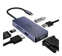 YLSCI Hub USB C, Adaptateur USB-C 6 en 1, avec 1 Port HDMI, 1 Port VGA, 2 Ports USB, Lecteur de Carte SD/TF, étend la connectivité pour Ordinateur Portable, Smartphone, Tablette, XPS, etc
