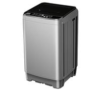 YLSCI Machine à laver compacte de 7,1 kg avec 10 programmes et 8 sélections de niveaux d'eau, pompe de vidange intégrée, couvercle transparent et écran LED pour dortoir de camping-car (gris)