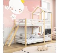 YLSZHY 90 x 200 cm Cadre de lit superposé Simple avec Tableau Noir pour Enfants, Cadre de lit cabane en Bois avec Rail de sécurité, lit Simple en Forme de Maison en Bois pour Adolescents
