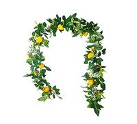 YLSZHY Guirlande de citrons artificiels 1,8 m, feuillage vigne artificielle, fruits avec citron et feuilles vertes pour porte d'entrée, mur, décoration d'intérieur Jaune/Vert