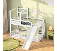 YLSZHY Lit superposé pour enfant 90 x 200 cm, structure de lit simple avec échelle, protection contre les chutes, ardoise, lit en bois massif de pin pour 2 enfants (D)