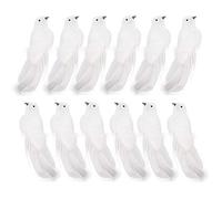 YLSZHY Lot de 12 oiseaux artificiels en plumes - Colombes blanches - Décoration de Noël à clipser sur le sapin de Noël - Décorations pour fête, mariage, décoration de Noël