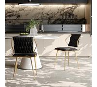 YLSZHY Lot de 2 chaises de salle à manger modernes en velours tissé avec pieds en métal doré, chaise d'appoint d'appoint avec cadre en métal pour salle à manger, cuisine, salon, chambre à coucher