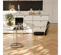 YLSZHY Lot de 2 chaises de salle à manger modernes en velours tissé avec pieds en métal doré, chaise d'appoint d'appoint avec cadre en métal pour salle à manger, cuisine, salon, chambre à coucher