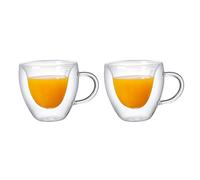 YLSZHY Lot de 2 Tasses à Café en Forme de Cœur à Double Paroi - Verre Transparent Avec Poignée, Résistantes à la Chaleur - Pour Café, Cappuccino, Latte, Lait - 88 ml