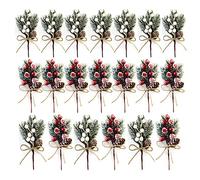 YLSZHY Lot de 20 tiges de Baies artificielles - Branches de pin - Branches de Noël avec Baies et Houx - pour couronnes de Noël, Mariage, décorations de Vacances