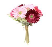 YLSZHY Lot de 7 fleurs artificielles Gerbera avec tige en soie au toucher réaliste pour bureau, maison, décoration de fête de mariage