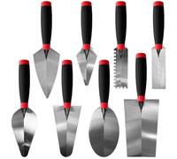 YLTOLOO Lot de 8 outils à main de maçonnerie, 3 truelles à brique, 3 truelles marges, truelle de jauge de 17,8 cm et truelle seau de 17,8 cm, outil à main de maçonnerie pour béton, ciment, plâtre