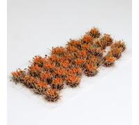 Ylutex Diorama Miniature de 32 pièces de 8 mm de Haut - Fleurs, Herbe, Pointe, Feuille - grappesOrange rougeâtre foncé Herbe Statique pour maquettes de Trains, terrains de Jeux de Guerre,