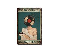 YLUYINOM Affiche en métal Lose Your Mind Find Your Soul, affiche de musique de disques vinyles, affiche en vinyle, affiche de café et de musique, poster de musique sans cadre, 20,3 x 30,5 cm, noir