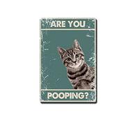 YLUYINOM Panneau rétro Meta Funny Cats are You Pooping - Panneau en étain pour salle de bain, toilettes, décoration murale - 20,3 x 30,5 cm - Peinture en étain