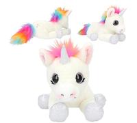Ylvi Licorne couchée en peluche Naya 30 cm - Crinière arc-en-ciel super douce