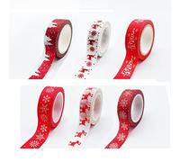 YLWX Bande Dessinée De Noël Rouge Washi Tape for Scrapbooking, Ruban Décoratif Masking for Bullet Journals, Rubans Adhésifs en Papier d'emballage Inscriptibles (Color : Set(6 Roll))