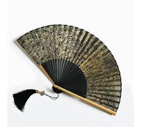 YLWX Éventail Chinois Pliant À La Main, Saupoudré d'or, Unisexe, À Paillettes, Pliable, Portable, Hanfu, Accordéon, Espagnol (Color : Gold)