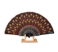 YLWX Éventail De Danse À Paillettes, Éventail Pliable en Tissu De Dentelle, Accessoire De Danse Jazz National, Éventail À Main Pliable, Éventail À Paillettes De Paon, Clac Espagnol (Color : Orange,
