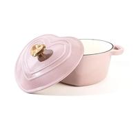 YLWX Marmite Hollandaise En Fonte Émaillée Avec Couvercle, Marmite À Soupe Cocotte De Forme Spéciale De Cœur, Marmite À Ragoût En Émail Braisé Noir Et Blanc(Color:Pink 2.4L)