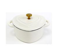 YLWX Marmite Hollandaise En Fonte Émaillée Avec Couvercle, Marmite À Soupe Cocotte De Forme Spéciale De Cœur, Marmite À Ragoût En Émail Braisé Noir Et Blanc(Color:White 350ml)