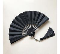 YLWX Mini Éventail À Main Couleur Vert Foncé Doré Petit Éventail Pliant Performance De Photo De Mariée Éventail Oriental Gland Éventails À Paillettes Décoratifs (Color : Black-Black, Size : S)