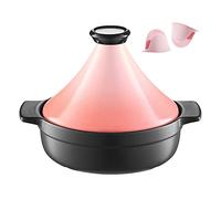YLWX Tajine Mijoteuse Marocaine, Mijoteuse En Céramique, Fait à La Main Tajine Pot En Argile Avec Gants Anti-brûlure (Color : Rose)