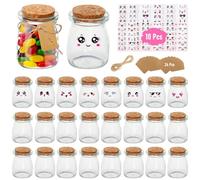 YlYADl Petits Pots en Verre 100 ml [Lot de 24] - Verre Bocaux avec Couvercles en Liège,Pots de Bonbons en Verre Epices pour Cuisine Confitures Conservation Mariage Fêtes Cadeaux