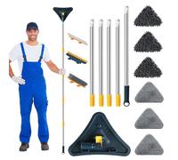 YlYADl Vadrouille de Nettoyage Rotative à 180°,Triangular Mop,Balai Plafond Triangulaire,Serpillère Triangulaire de Nettoyage,Balai de Nettoyage réglable Rotatif pour Plafond Fenêtre Mural