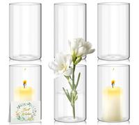 YlYADl Vases Cylindriques en Verre,Vase en Verre Transparent de pour Fleurs,Vase À Fleurs en Verre Cylindrique Transparent,pour Bougies Pilliers Bougies Flottantes Centres de Table de Mariage