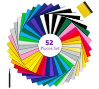 YlYADl Vinyle de Transfert de Chaleur,Lot de 52 Tissus Vinyle Thermocollant Vinyle adhesif 30 x 25cm,Vinyle Adhesif,Flex Thermocollant pour Tissu,T-Shirts,Vêtements,Chapeaux ou Autres Tissus