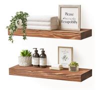 YLYHSST Lot de 2 étagères flottantes en bois massif marron rustique pour cuisine, salle de bain, salon - 43,2 x 20,3 x 4,1 cm