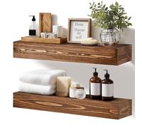 YLYHSST Lot de 2 étagères murales flottantes rustiques en bois massif - 43,2 x 7,6 x 17,8 cm - Marron