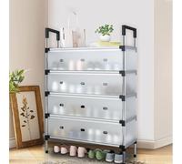 YLZFKGLQ Armoire à Chaussures, Réglables Étagère à Chaussures, Empilable Meuble Chaussure en Métal Armoire à Chaussures Portable Cube, Armoire à Chaussures en Plastique Anti-poussière DIY