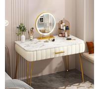 YLZSJJ Coiffeuse avec Miroir LED pour Chambre à Coucher, Table de Maquillage avec Spacieux Tiroir Coulissants, 3 Modes d'éclairage (Beige,60cm/23.6in)