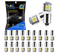YM E-Bright 20-Pack DC 24V BA9S blanc 5050 5SMD Led ampoule d’éclairage de plaque d’immatriculation voiture remplacement feux porte feu