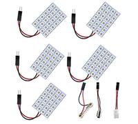 YM E-Bright 5-Pack Bleu 5050 24SMD Panneau Led Dome Light Lampe Auto Voiture Lecture Intérieur Lampe DC 12V Avec T10 / BA9S / Festoon Adaptateurs