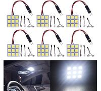 YM E-Bright 6-Pack Blanc Froid 5050 9SMD Panneau LED Dome Light Auto Lecture De Voiture Lampe Intérieure DC 12V avec Adaptateurs T10 / BA9S / Festoon