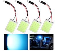 YM E-Bright Ampoule LED pour panneau dôme, éclairage intérieur LED pour camions, Super Ice Blue COB 24-SMD Auto Car Dome Map Reading Toit Plafond avec adaptateur BA9S T10 Festoon DC-12V Lot de 4