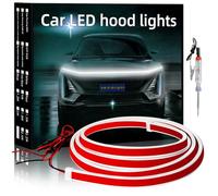 YM E-Bright Bande de lumière de capot LED, voiture LED bande de lumière, imperméable à l'eau flexible drl Dynamic Scan START hoodbeam Kit, feux de jour pour voiture, camion, 12V 59 inch, blanc, 1 Set