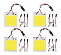 YM E-Bright Blanc LED Panneau Dôme Lumière Lampe, COB 48-SMD LED Intérieur Voiture Lumières Auto LED Dôme Lumières Intérieur avec T10/BA9S/Festoon Adaptateurs, DC-12V (4PCS)