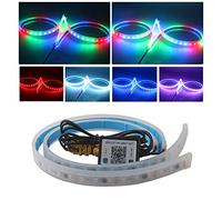 YM E-Bright DRL LED Bande, 2 PCS RGB Bandes Feux Diurnes Flexibles 24Inch, 12V Feux de Jour LED, Bande LED Voiture pour Phares de Voiture, Feux Arrière, Clignotant avec contrôle Bluetooth par APP