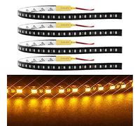 YM E-Bright Lot de 4 bandes lumineuses LED flexibles Amber 30 cm 1210 32-SMD 12 V CC pour décoration de voiture et de moto, intérieur et extérieur, avec ruban adhésif 3M intégré