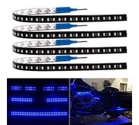 YM E-Bright Lot de 4 bandes lumineuses LED flexibles bleues 30 cm 1210 32-SMD 12 V CC Knight Rider pour décoration de voiture et de moto, intérieur et extérieur, avec ruban adhésif 3M intégré