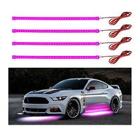 YM E-Bright Voiture LED Bande Lumineuse Peut Couper Souterrain LED éclairage ambiant Camion Moto Van Bateau Golf cart intérieur extérieur étanche ip68 24 Pouces 60cm 72smd 12V, Rose (Pack de 4)