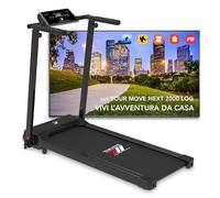YM Tapis roulant électrique pliable 12 km/h, marque italienne, grande surface de course, compact et peu encombrant, cadre renforcé, Bluetooth, APP Kinomap