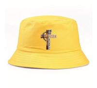 YMAEPXFH Croix de Pâques Seau Été Il est ressuscité Jésus Pêcheur Hommes Femmes Personnalité Vacances S Hip Hop Chapeaux de soleil Fête Surprise Concours de cadeaux Drôle Satisfait