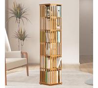 YMAOMAO Bibliothèque Rotative à 360° en Bambou - Étagère à Livres à 5/6 Niveaux - Organisateur De Rangement D'angle Haut Pour Étudiant - WoodColor-6Tier