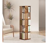 YMAOMAO Bibliothèque Rotative à 360 °, étagère à Livres Rotative à 360°, Bibliothèque D'étudiant en Bambou à 5/6 Niveaux - Bibliothèque d'angle Haute, Organisateur De Rangement,Brown-5Tier