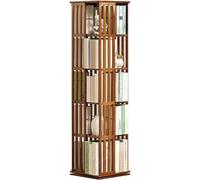 YMAOMAO Bibliothèque rotative, bibliothèques rotatives, bibliothèque rotative en Bois à 360°, bibliothèque pour Rangement au Sol avec bibliothèque Haute densité à 5/6 Niveaux sur Pied,Brown-5Tier