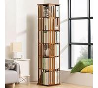 YMAOMAO Bibliothèque rotative, bibliothèques rotatives, bibliotheque rotative en Bois à 360°, bibliothèque pour Rangement au Sol avec bibliothèque Haute densité à 5/6 Niveaux sur Pied,Brown-6Tier