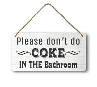 Ymaotrade Panneaux en bois pour décoration d'intérieur « Please Don't Do Coke in Our Bathroom » - Panneau amusant pour salle de bain - Panneaux de salle de bain - Décoration en bois pour salle de bain